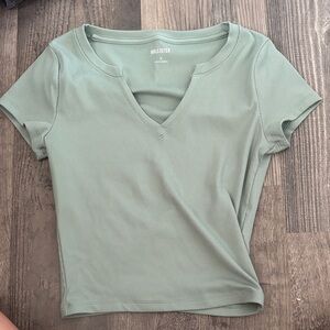 Hollister Women's Sage Green Short Sleeve Top